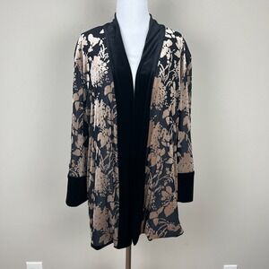 Chicos 2 Travelers Reversible Cardigan Kimono Womens 12/14 Velvet Burnout Open L